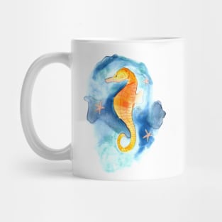 Seahorse under Water Watercolor Painting Mug